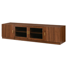 Load image into Gallery viewer, TV Stand, Media Console With Glass Doors And LED Lights, Adjustable Shelf Storage - Walnut