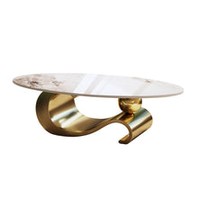 Load image into Gallery viewer, Oval Coffee Table For Living Room - Gold / White