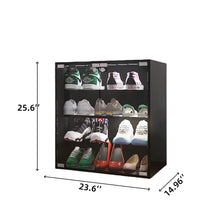 Load image into Gallery viewer, 4 Layers Shoe Cabinet With Glass Door And Glass Layer Shoes Display Cabinet With LED Light Bluetooth Control - Black