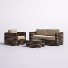 Load image into Gallery viewer, Modern Style Hdpe Wicker Seating Group With Cushions For 3 People In Brown Finish