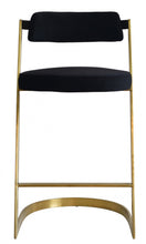 Load image into Gallery viewer, Velvet And Stainless Steel Low Back Counter Height Bar Chair - Black And Gold