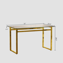 Load image into Gallery viewer, Modern Glass Dining Table Set For 4 With Golden Plating Legs And Chairs - Transparent