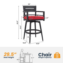 Load image into Gallery viewer, Outdoor Swivel Bar Chairs, 360 Degree Rotation, Ergonomic Backrest (Set of 2)