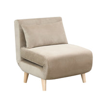 Load image into Gallery viewer, Plush Upholstered Convertible Chair And Toss Pillow - Beige And Natural