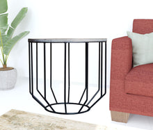 Load image into Gallery viewer, 20" Solid Wood And Iron Round End Table - Black And Gray