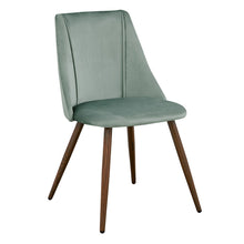 Load image into Gallery viewer, Upholstered Velvet Dining Side Chairs (Set of 2) - Sage / Brown