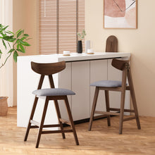 Load image into Gallery viewer, Mid Century Modern Counter Stool With V Shape Frame And Upholstered Seating