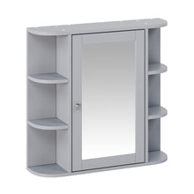 Load image into Gallery viewer, Bathroom Wall Storage Cabinet With Mirror And Adjustable Shelf, 6 Open Shelves