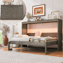 Load image into Gallery viewer, Murphy Bed With LED Light, Foldable Wall Bed Cabinet