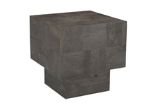 Load image into Gallery viewer, 22" Distressed Solid Wood Square Block End Table - Gray
