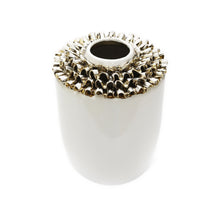 Load image into Gallery viewer, Round Table Vase With Sculptural Details - White