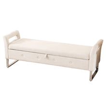 Load image into Gallery viewer, Wide Storage Soft Ottoman Bench With Armrests