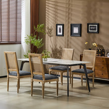 Load image into Gallery viewer, French Country Dining Chair With Rectangular Cane Backrest And Smooth Upholstered Seating