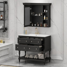 Load image into Gallery viewer, Bathroom Vanity With Medicine Cabinet, Storage Cabinet With 4 Drawers, Adjustable Shelf Mirror