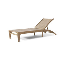 Load image into Gallery viewer, Outdoor Rattan Wicker Chaise Lounge With Acacia Wood Frame - Light Brown