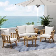 Load image into Gallery viewer, Patio Furniture Set, Outdoor Acacia Wood Patio Club Chair With Table