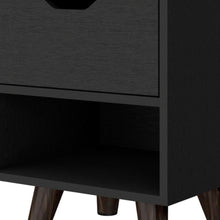 Load image into Gallery viewer, 15.7" x 14.6" x 18.9" One Drawer Faux Wood Nightstand - Black