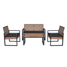 Load image into Gallery viewer, 4 Piece Patio Furniture Set With Acacia Wood Table Top And Cushions