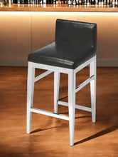 Load image into Gallery viewer, 25" Faux Leather And Steel Bar Chair - Black / Silver