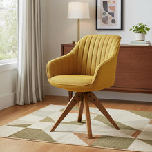 Load image into Gallery viewer, Fabric And Natural Swivel Arm Chair 23" - Yellow