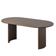 Load image into Gallery viewer, 79" Solid Wood Double Pedestal Base Oval Dining Table - Walnut / Dark Brown