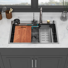 Load image into Gallery viewer, Waterfall Kitchen Sink With Pull Out Faucet & Cup Washer