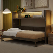 Load image into Gallery viewer, Murphy Bed With Desk, LED Light And USB Charging Station