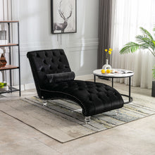 Load image into Gallery viewer, Chaise Lounge Indoor, Button Tufted Upholstered Chaise Lounge Chair With Pillow