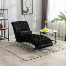 Load image into Gallery viewer, Velvet Chaise Lounge Indoor, Button Tufted Upholstered Chaise Lounge Chair With Pillow