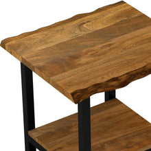 Load image into Gallery viewer, Solid Wood And Iron Square End Table With Shelf - Black And Brown