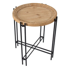 Load image into Gallery viewer, Round Side Table With Wood Top, End Table For Living Room Bedroom - Black Brown