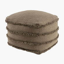 Load image into Gallery viewer, Cotton Striped Pouf Ottoman - Brown