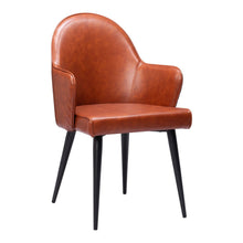 Load image into Gallery viewer, Upholstered Faux Leather Dining Arm Chair - Brown