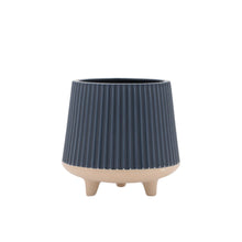 Load image into Gallery viewer, Geometric Round Pot Planters (Set of 2) - Blue / Beige