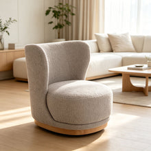 Load image into Gallery viewer, Curved Back Swivel Lounge Chair With Rotating Base For Home - Gray