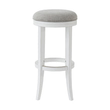 Load image into Gallery viewer, Solid Wood Swivel Backless Bar Height Chair With Footrest 30" - Gray And Antiqued White