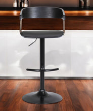 Load image into Gallery viewer, Faux Leather And Metal Swivel Adjustable Height Bar Chair (534464) - Black