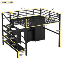 Load image into Gallery viewer, Full Size Loft Bed With Desk Set And Wardrobe - Black