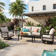 Load image into Gallery viewer, 6 Piece Outdoor Conversation Set With Swivel Chairs - Ember Black