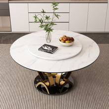 Load image into Gallery viewer, Round Dining Table With 360° Smooth Lazy Susan For Dining Room - Gold / Black / White