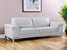 Load image into Gallery viewer, Italian Leather Sofa With Silver Legs - Light Gray
