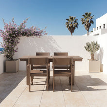 Load image into Gallery viewer, 5 Piece Outdoor Dining Set For 4, Patio Table With Umbrella Hole And 4 Armrest Chairs For Backyard, Lawn, Deck, Or Poolside - Brown