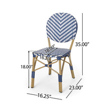 Load image into Gallery viewer, Outdoor Rattan And Aluminum French Armless Bistro Chairs Set - Navy Blue