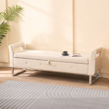 Load image into Gallery viewer, Wide Storage Soft Ottoman Bench With Armrests