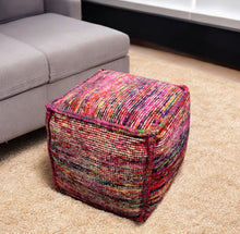 Load image into Gallery viewer, Wool Cube Pouf Ottoman - Pink