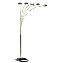 Load image into Gallery viewer, Five Light Arc Floor Lamp With Brass Metal Dome Shade - Brass