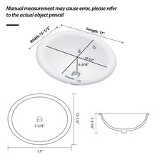 Load image into Gallery viewer, Semi Recessed Bathroom Sink With Countertop Vessel Design, 17" X 15.5" - White