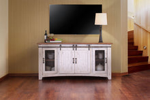 Load image into Gallery viewer, Wood Cabinet Enclosed Storage Distressed TV Stand - White