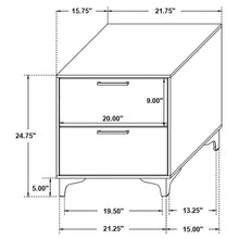 Load image into Gallery viewer, 2 Drawer Rectangular Nightstand - Black