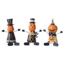 Load image into Gallery viewer, Poly Halloween Jack-O-Lantern Figurine (Set of 3) - Orange / Black